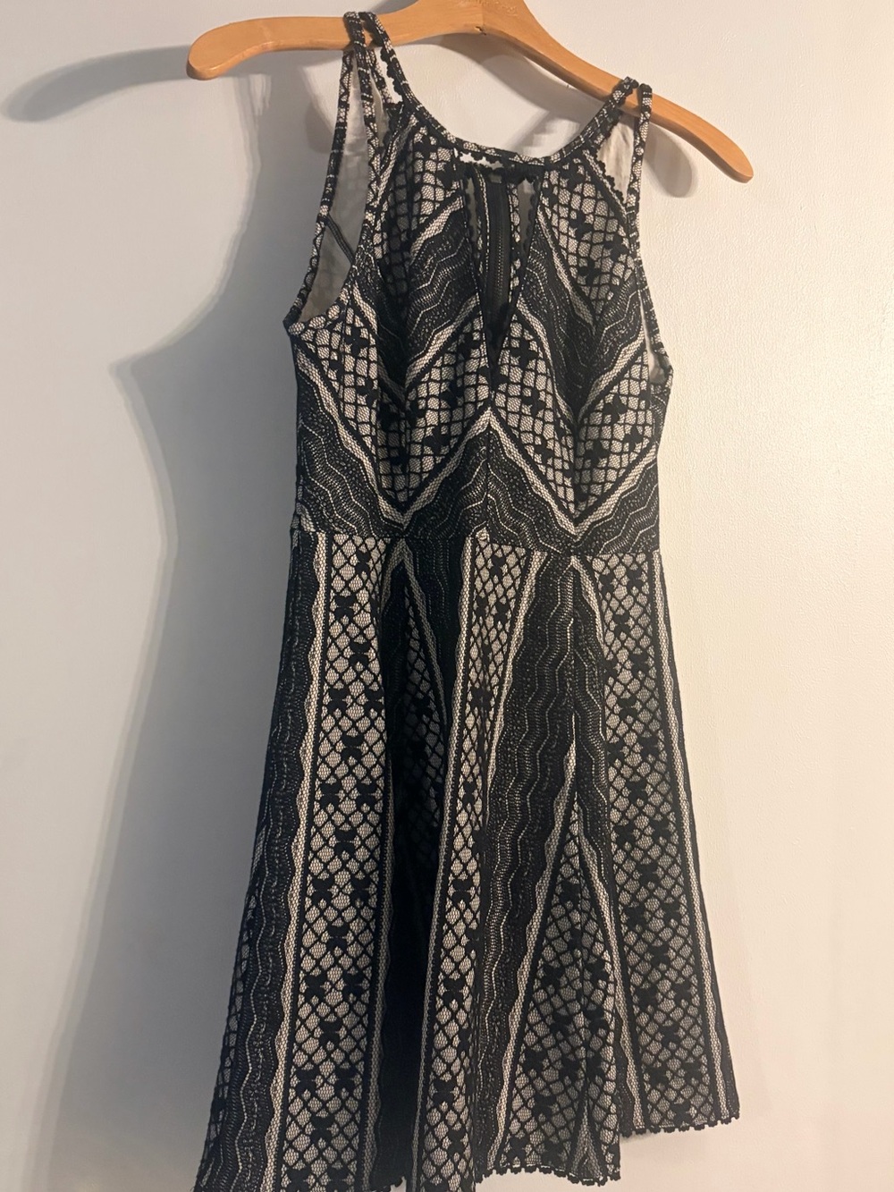 Free People Sleeveless Black and White Patterned Dress